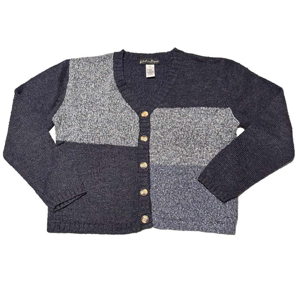 Y2K WORK IN PROGRESS | Shimmer Colorblock Cropped Cardigan | Grandma Core